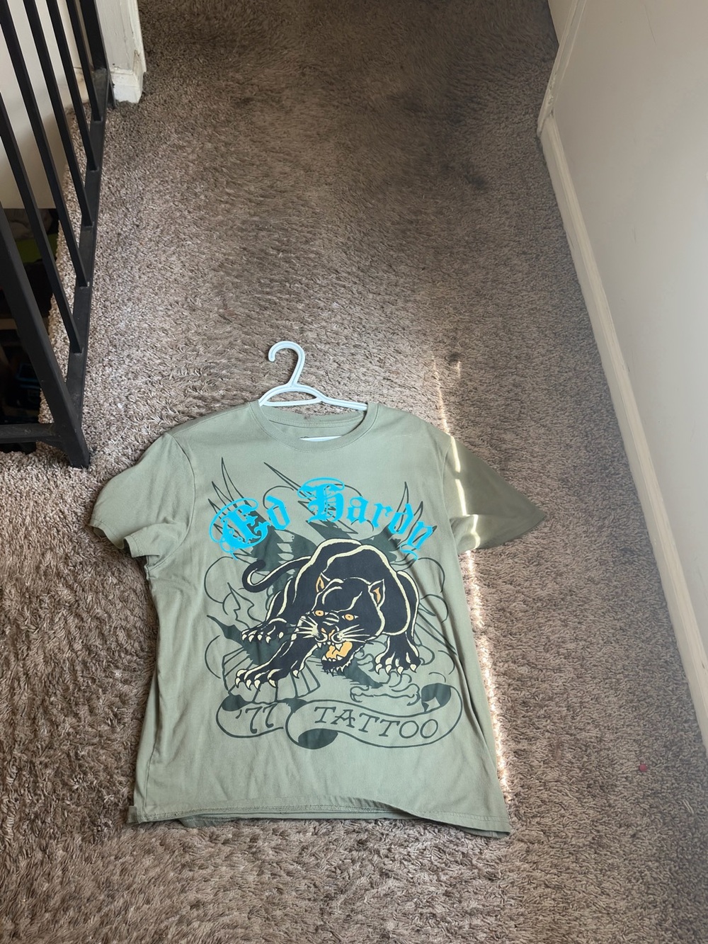 Ed Hardy Green Graphic Panther Tattoo T-Shirt
